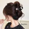 Presilha de cabelo garra para primavera e verão, grampo de cabelo feminino, estilo coreano, novo modelo 2026, preto, elegante, adiciona volume, presilha tubarão extragrande