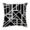Funda para Cojín de Sofá Serie Geométrica Blanco y Negro Piel de Melocotón Felpa Corta Estampada Funda para Almohada Funda para Cojín de Cintura Transfronterizo