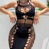 Benqian Lencería Sexy Estilo Europeo y Americano Portafalda Princesa Body de Malla Hueca Elástico Alto Ropa de Noche Sexy Yd6641