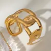 Pulsera de Acero Inoxidable Europea y Americana para Mujer Líneas Geométricas Asimétricas Pulsera con Corte de Hoja Conjunto Transfronterizo Joyería de Oro de 18 Quilates
