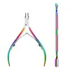 Pinzas para Cutícula de Acero Inoxidable, Empujador de Cutícula de Titanio, Horquilla para Cutícula, Juego de Raspador de Uñas, Tijeras para Cutícula, Herramienta para Ranura de Uña para Eliminar Cutículas