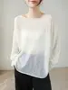 Elegante Suéter Delgado de Seda de Hielo Semi-Transparente de Punto Holgado para Mujer, Abrigo Exterior de Manga Larga de Verano para Cubrirse del Aire Acondicionado