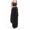 Pantalones tipo linterna de cintura alta con cordón para mujer, estilo europeo y americano, corte holgado, adelgazantes, pierna ancha, pantalones largos casuales, pantalones de trabajo tipo paracaídas