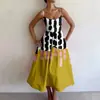 Nuevo vestido de tirantes casual, elegante y con estilo, estampado digital transfronterizo para mujer, vestido de verano