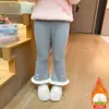 Pantalones de Campana Forrados de Polar para Niñas Otoño e Invierno 2025 Nuevos Elegantes Engrosados Cálidos Pantalones Casuales de Invierno
