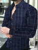Moderna Camisa de Otoño para Hombre de Manga Larga con Estampado Digital 3D, Elegante Camisa Casual con Cuello de Solapa