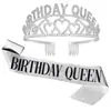 Reina del Cumpleaños Europea y Americana ama Corona de Cumpleaños cinta colorida correa para el hombro juego de suministros para fiestas