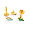 Brincos de Titânio F136 Banhados a Ouro 18K Formato de Pipa Argolas para Lábio Nariz Corpo Piercing de Liga de Titânio G23 Acessórios para Unhas de Osso da Orelha