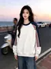 Camiseta con Capucha Casual Holgada Retro Popular de Nicho Coreano Cuello Redondo Manga Larga Estilo Primavera y Otoño Moda Unisex