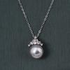 2026 Redondo Perfecto Brillo Fuerte Perla Clásica Reina de Hielo Plata Esterlina Collar Cadena para Suéter Joyería de Nicho de Gama Alta