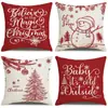 Funda de almohada navideña más vendida transfronteriza con estampado festivo de Papá Noel, funda de almohada para decoración del hogar, venta al por mayor directa del fabricante