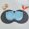 Nuevo comedero para gatos que protege la columna cervical, doble tazón para que las mascotas beban y coman, anti-derrames, adecuado para perros pequeños, comedero para perros de doble uso con bufanda