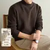 Suéter de Tricô Masculino 2026 Outono/Inverno Gola Alta Meia Manga Pulôver Suéter de Lã Estilo Old Money Casual de Negócios Suéter Base Meia-Gola