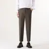 Pantalones casuales caqui de cintura elástica para hombre, pantalones largos fluidos, estilo casual de primavera y verano para hombre, corte relajado, pantalones de traje de pierna recta, pantalones cropped