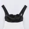 Roupas Femininas Transfronteiriças Moda Europeia e Americana 2026 Top com Alça de Laço Costas Abertas Patchwork Emagrecedor Feminino F612557