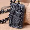 Fábrica Century Tangchao venta al por mayor directa moda retro dios de la puerta Guan Gong collar obsidiana natural Guan Gong colgante