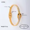 Série Cobra Dourada Design Cravejado de Diamantes Banho Galvânico 18K Pulseira Aberta de Aço Inoxidável Que Não Desbota e Não Causa Alergias Facilmente