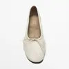 Zapatos planos de piel auténtica con lazo estilo coreano y punta fina, zapatos de trabajo para mujer, punta redonda, bailarinas de tacón grueso, zapatos Mary Jane de tacón alto