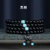 Pulseira de contas budistas de 108 contas, jacarandá de folha pequena, sândalo verde, colar de madeira de sândalo preto, para segurar na mão, disponível para dropshipping