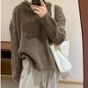 Suéter Vintage com Capuz de Tricô Trançado para Mulheres, Caimento Solto, Novo Outono/Inverno 2026 Hoodie de Tricô Macio Preguiçoso, Grosso
