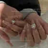K9 Imitación Huazi Joyería para Uñas Diamante Alta Calidad Mismo Estilo Cuadrado Gordo Transparente Delgado Forma de Huevo de Paloma Fondo Puntiagudo Diamante Decoración de Uñas