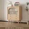 Gabinete con Cajones, Gabinete de Almacenamiento para Sala de Estar, Gabinete Pequeño de Pie Estilo Antiguo, Gabinete de Almacenamiento Retro de Ratán, Gabinete de Almacenamiento de Pared para Dormitorio, Gabinete con Cajones