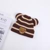 Nuevo gorro de punto de otoño e invierno para niños, para niños y niñas, de rayas, con forma de oso, lindo, súper lindo, tipo melón, cálido, al por mayor