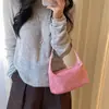 Nova Bolsa Versátil de Camurça para Mulheres, Bolsa Quadrada Pequena Horizontal de Cor Sólida Simples, Bolsa de Mão com Design Nicho Estilo Coreano Outono e Inverno
