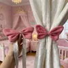 Corbata de cortina con lazo de Princesa Fugitiva Rosa, Terciopelo, Lazo 3D, Decoración de Ventana para Habitación de Princesa