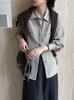 Colores de Otoño de Jiangzuo Estilo Dinero Antiguo Botón de Madera Camisa para Mujer Casual Manga Larga Holgada Top 6112
