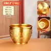 Jarrón de Cien Bendiciones de Latón Cuenco del Tesoro Tallado Exquisitamente Carácter Fu Atracción de Riqueza Recipiente de Arroz Adorno de Cobre para Oficina Artesanía Gran Utensilio de Cobre
