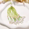 Pintura al Óleo Estilo Bosque de Verano Colgante de Borla de Perlas Mate Inspirado en la Pintura al Óleo para Bolsos Llaveros Colgantes de Teléfono DIY