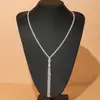 Estilo Europeu e Americano de Luxo Leve Noiva Personalizado Colar Longo com Franjas e Strass Fabricante Venda Direta Pingente da Moda Cristal