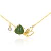 Collar Colgante Kabasi Pez Dorado Pequeño y Jade Verde Plata de Ley S925 Estilo Chino Modelo para Mujer Tiktok Live Una Pieza Dropshipping