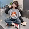 Moda Infantil Versátil e Elegante Base Camada de Lã Alemã Patchwork Outono Inverno Novo Estilo Coreano Camada Interna Quente Infantil Top Falso de Duas Peças