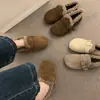 Sapatos Birkenstock de Couro Macio Estilo Mori Girl Japonês Retro para Mulheres, Forrados com Lã, Novo Modelo Outono/Inverno 2024, Aumentadores de Altura, Mocassins Quentes de Algodão