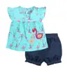 Comercio Exterior Ropa Infantil Verano Nuevo Transfronterizo Al por Mayor Hombres y Mujeres Bebé Manga Corta Pantalones Cortos Camiseta Conjunto de Dos Piezas