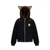 Chaqueta de Montaña Eagle de Algodón Acolchada Engrosada con Cuello de Piel Estampado de Leopardo Pequeño Diablo para Mujer Invierno 2025 Nuevo Abrigo Cálido