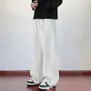 Calça de moletom com cós color block personalizado/americano moderno, perna reta, caimento pesado, para homens e mulheres, solta e modeladora para o outono, estilo esportivo casual