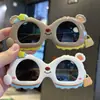 Óculos de Sol Protetores Solares de Ursinho Princesa de Silicone para Compras e Fotos Óculos de Sol Polarizados Infantis Bolsa Tote de Férias
