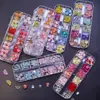 Popular Conjunto de Caixa Transfronteiriço com 12 Compartimentos de Decorações para Unhas, Pequenos Acessórios de Resina, Brincos DIY, Presilhas de Cabelo, Decorações de Unhas com Conchas