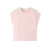 Top de Malha 100% Cânhamo Feminino com Gola Redonda e Mangas Curtas Leves, Caimento Confortável, Casual de Verão, Respirável e Fresco