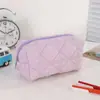 Bolso de Cosméticos de Mano de Gran Capacidad con Lazo a Cuadros, Monedero, Bolso Pequeño Portátil Fresco para Estudiantes, Estacionería