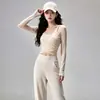 Conjunto de Yoga para Mujer para Tensar el Abdomen y Levantar las Caderas, Sensación de Segunda Piel, Sin Costuras, Secado Rápido, Transpirable, Conjunto de Dos Piezas para Mujer para Gimnasio, Levantamiento de Pesas, Pilates, Otoño