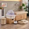 Salón de Peluquería Estilo Chino Cama para Champú de Madera Maciza Salón de Belleza Peluquería Tienda Limpieza de Oídos Tienda Lavabo de Cerámica Cama de Terapia para la Cabeza Circulación de Agua Vaporización