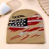 Chapéu de Tricô Jacquard com Bandeira Americana Outono Inverno Lã Quente Gorro para Homens Mulheres Versátil para Exterior Chapéu Pulôver Estilo Novo Transfronteiriço