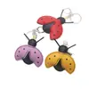 Llavero Divertido y Creativo de Cuero de Insecto Mariquita Lindo Colgante de Bolso Mariquita de Siete Puntos Llavero