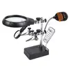 3 tipos de magnificación luz LED de escritorio luz fría y cálida soporte de clip auxiliar multifunción lupa con enchufe USB para soldadura y reparación