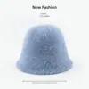 Sombrero de Pescador para Mujer Otoño e Invierno Estilo Coreano Versátil de Moda con Pelo de Conejo Sombrero de Pescador Cálido Popular Estilo Japonés Pequeño Sombrero de Pescador Tejido para Rostro