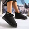 Botas de nieve de suela gruesa para otoño e invierno, forradas con vellón, de algodón grueso, cálidas y a la moda, de color liso, sencillas y cortas.